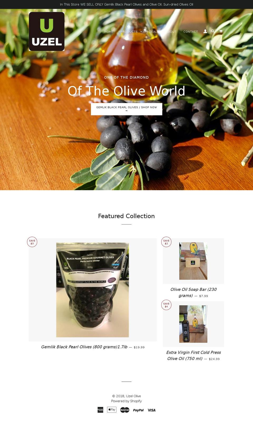 uzelolive.com — Shopify storefront screenshot