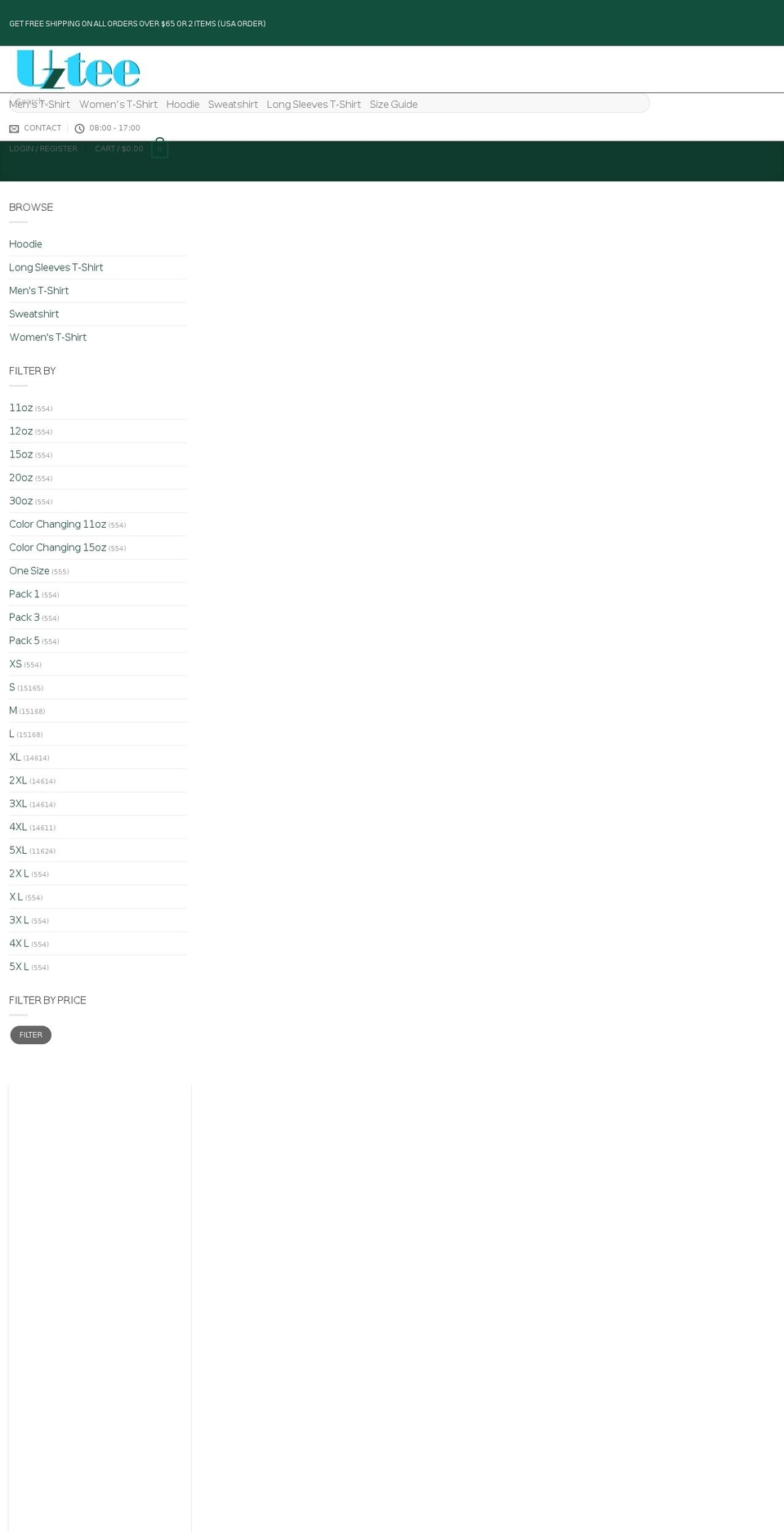 uztee.com — Shopify storefront screenshot