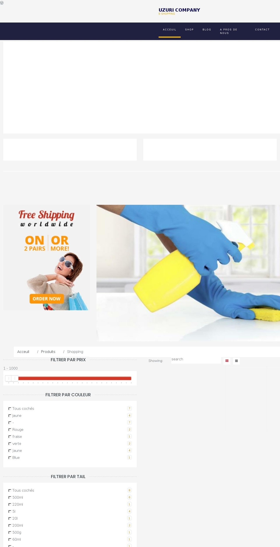 uzuricompany.com — Shopify storefront screenshot