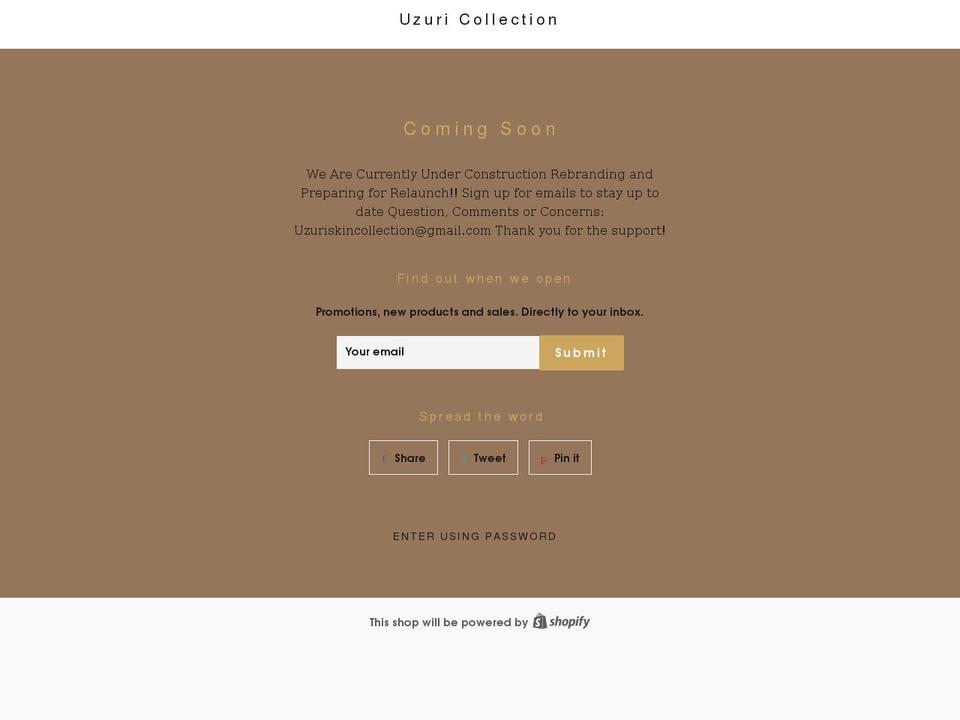 uzuriskin.com shopify website screenshot