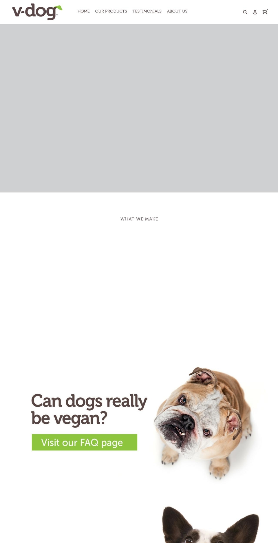 v-dog.com shopify website screenshot