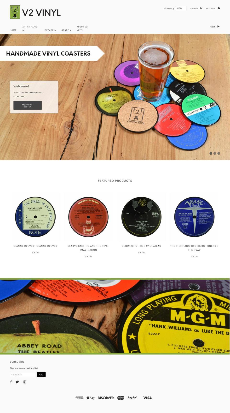 v2vinyl.com — Shopify storefront screenshot