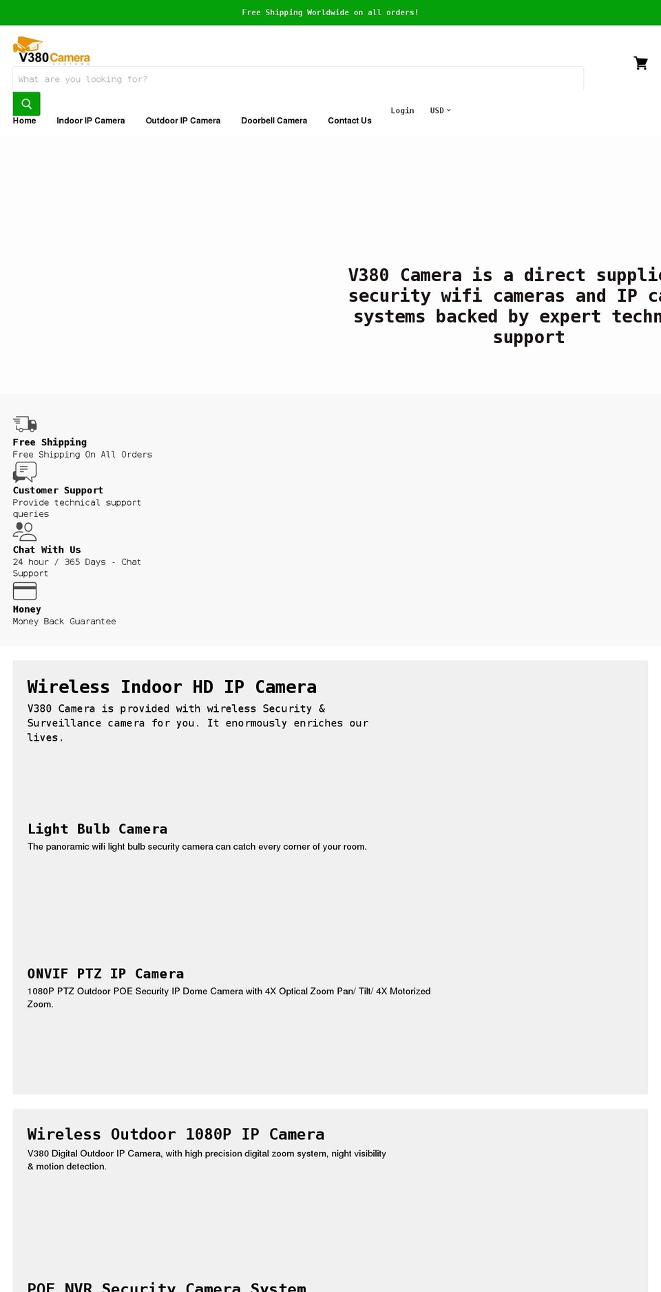 v380-camera.com — Shopify storefront screenshot