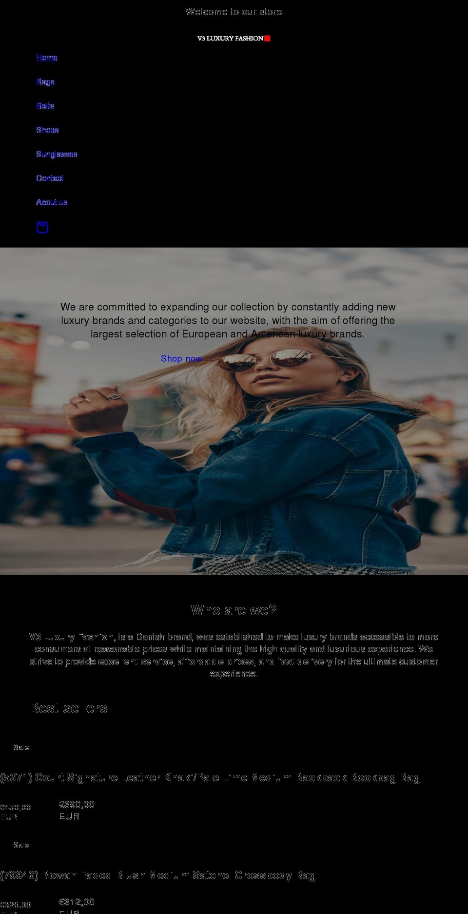 v3fashion.com shopify website screenshot