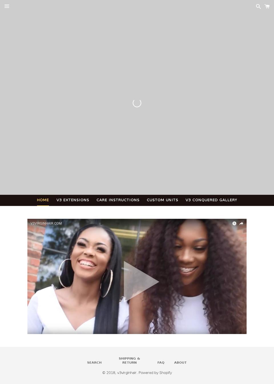 v3virginhair.com shopify website screenshot