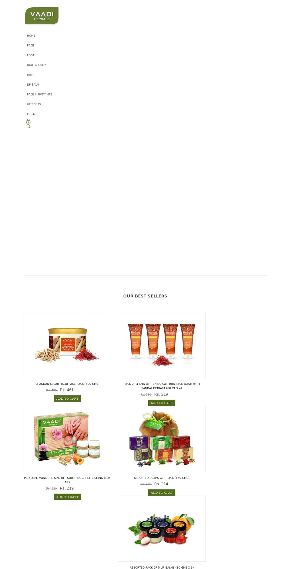 vaadiherbals.in shopify website screenshot