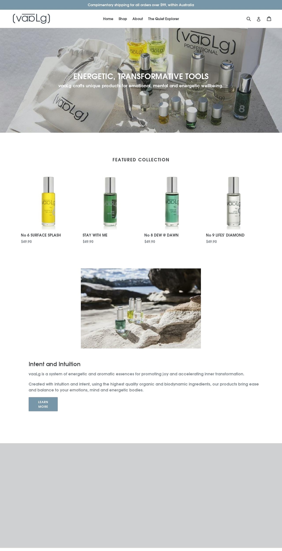 vaalg.com — Shopify storefront screenshot