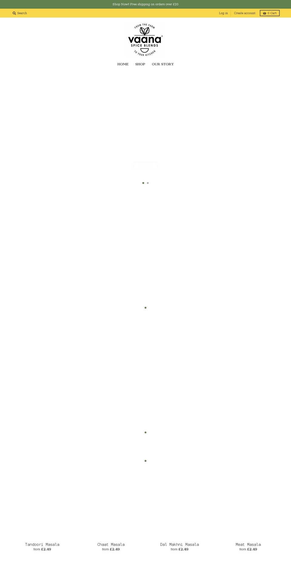 vaana.co.uk shopify website screenshot