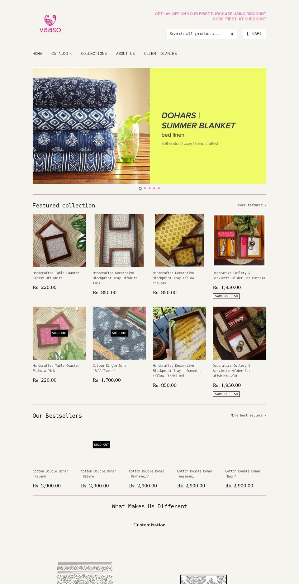 vaaso.in shopify website screenshot