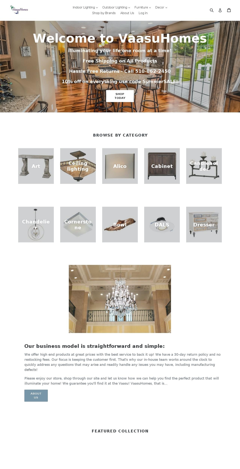 vaasuhomes.com — Shopify storefront screenshot