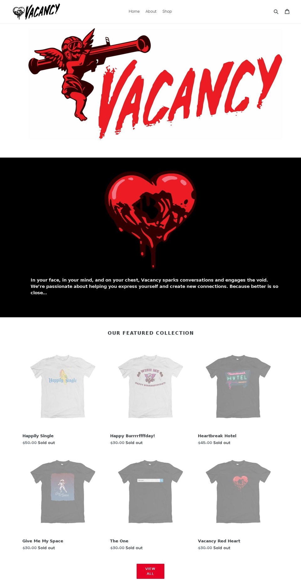 vacancyapparel.com — Shopify storefront screenshot