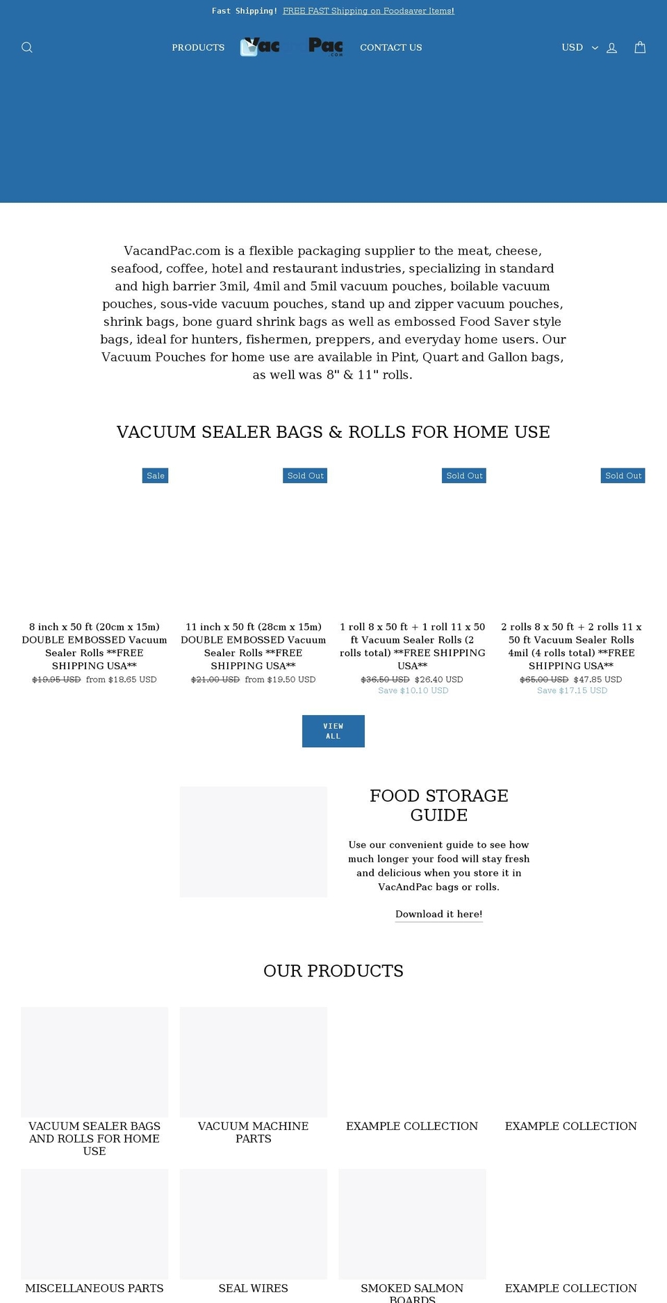 vacandpac.com shopify website screenshot
