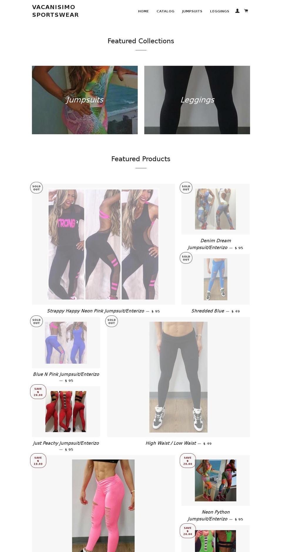 vacanisimosportswear.com shopify website screenshot