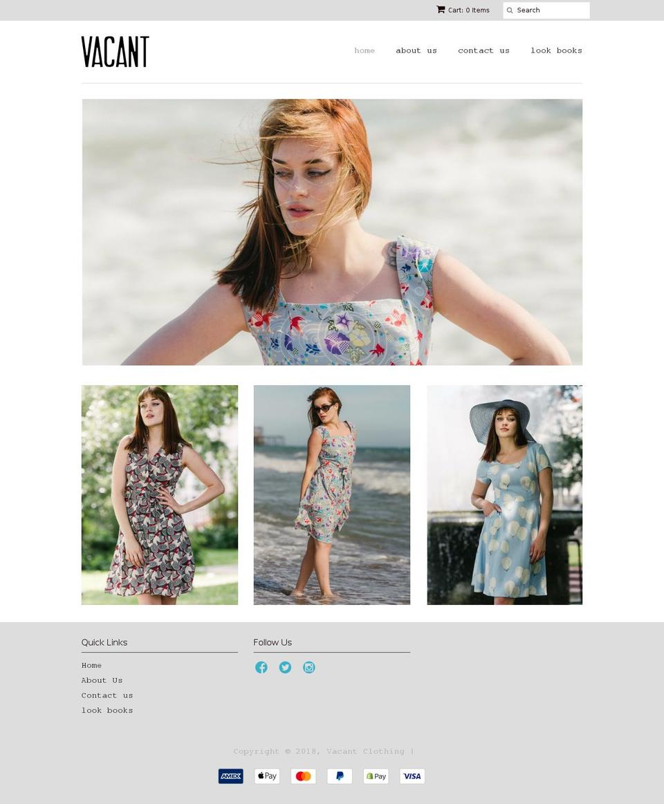 vacantclothing.com — Shopify storefront screenshot