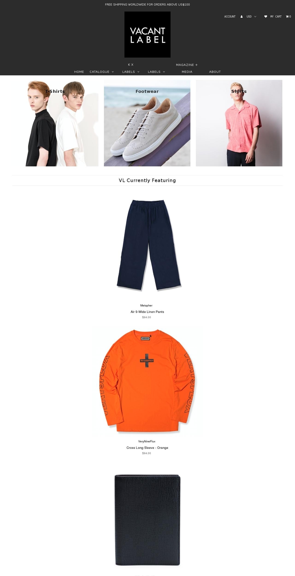 vacantlabel.com — Shopify storefront screenshot