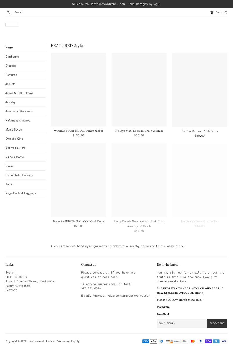 vacationwardrobe.com shopify website screenshot