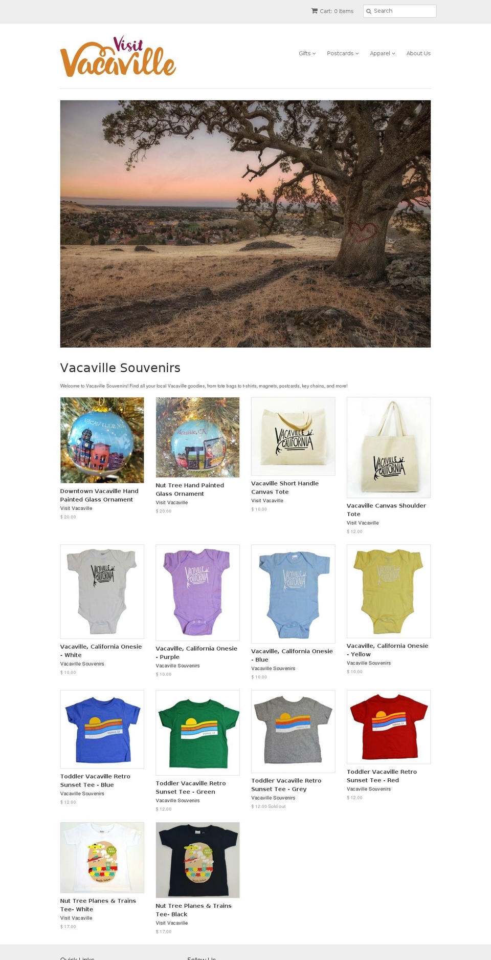 vacavillesouvenirs.com shopify website screenshot