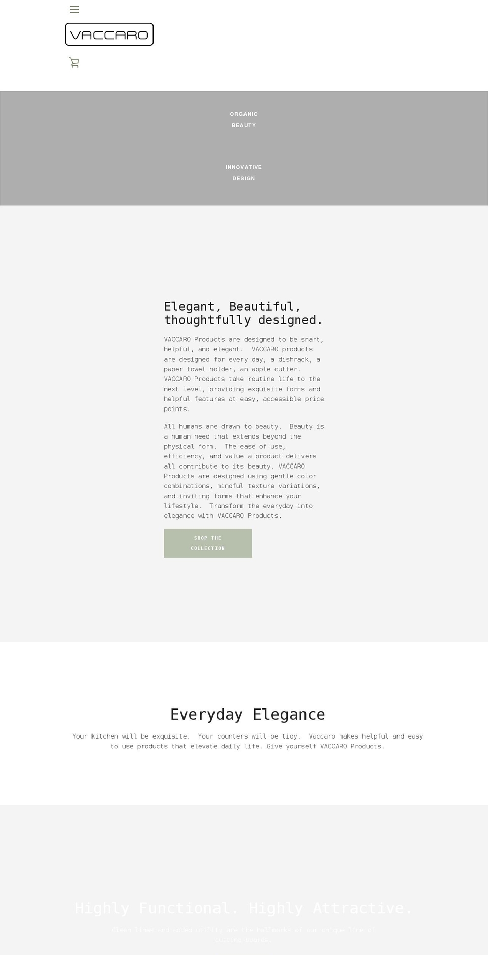 vaccarodesign.com shopify website screenshot