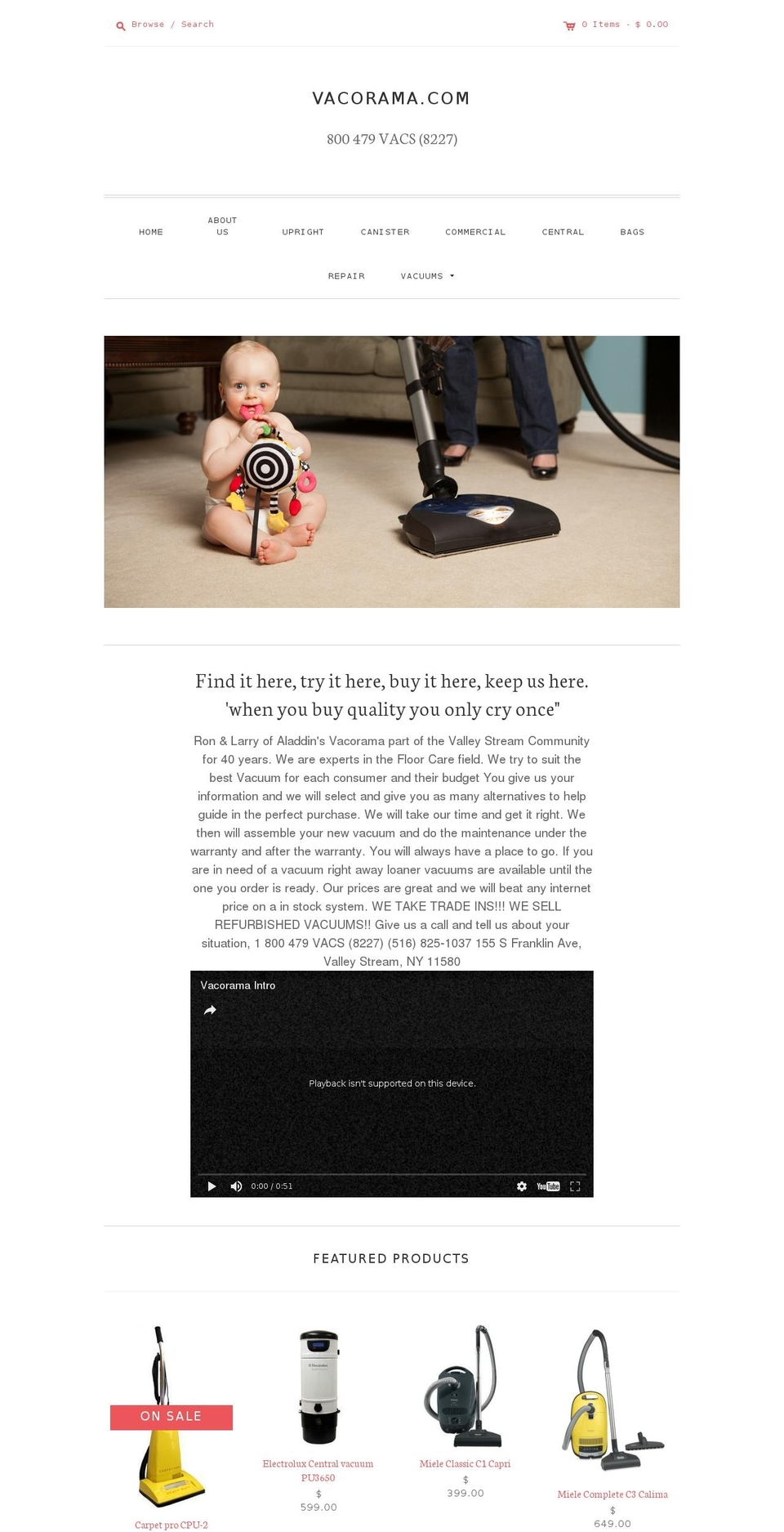 vacorama.com shopify website screenshot