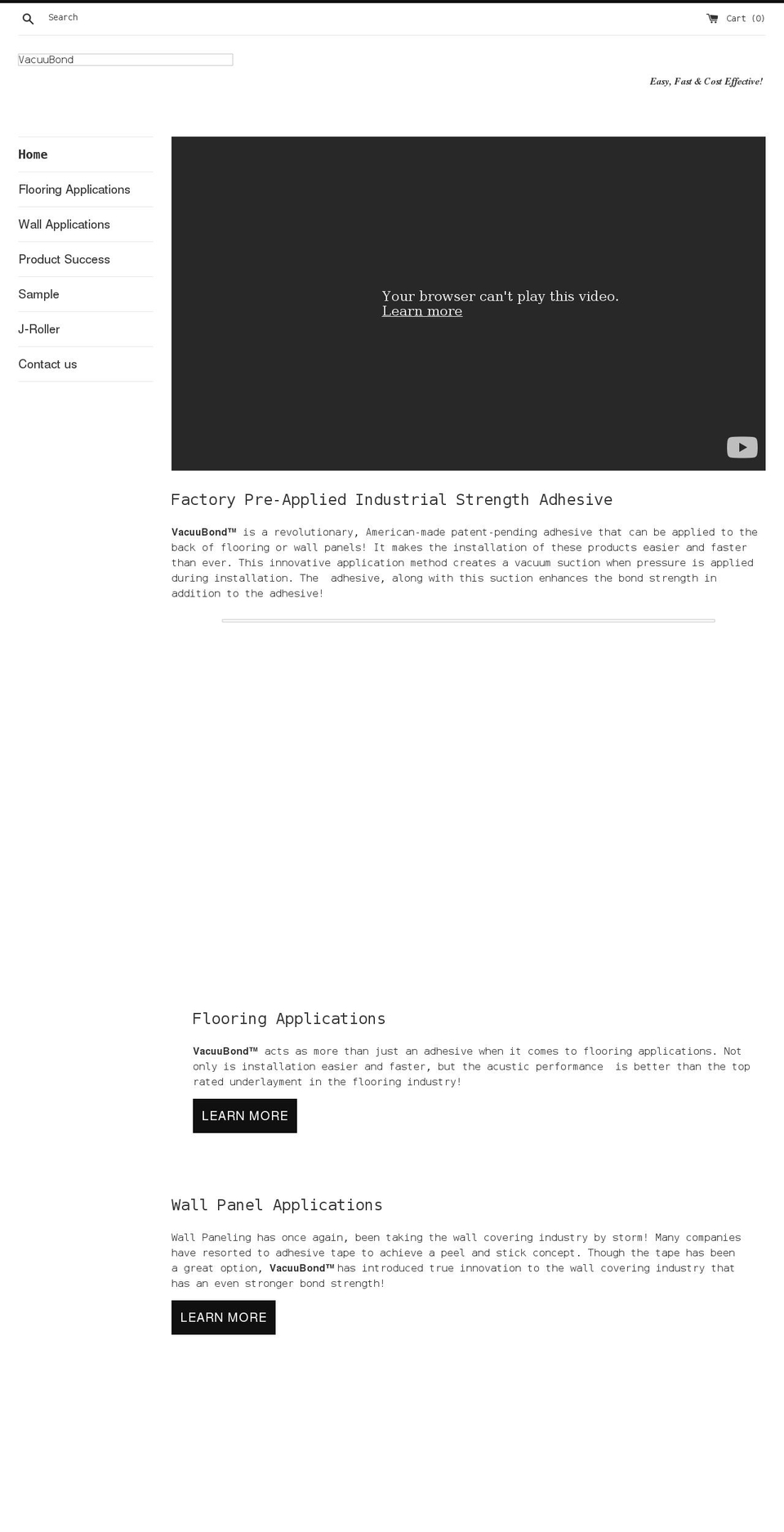 vacuubond.com shopify website screenshot