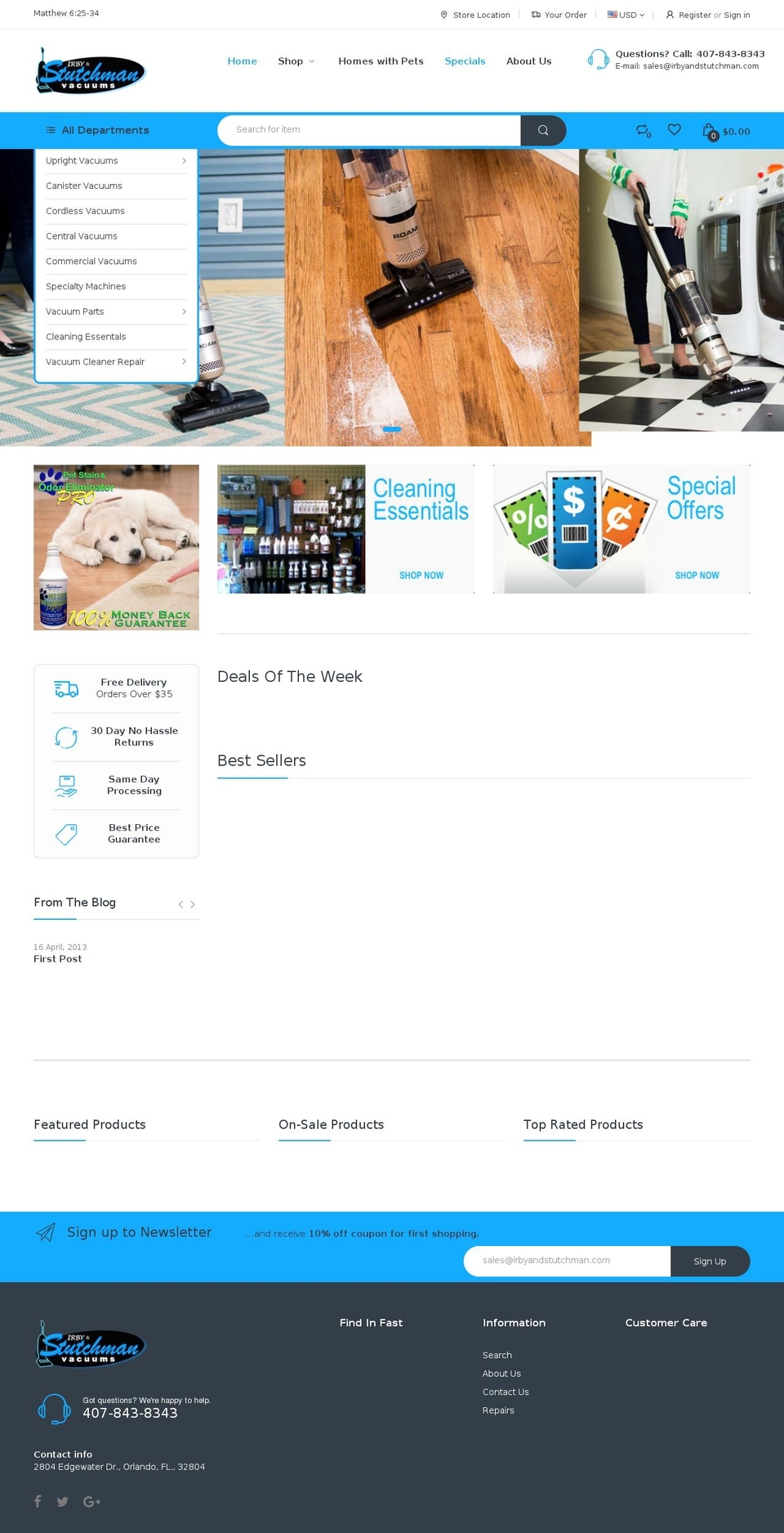 vacuumnow.net shopify website screenshot