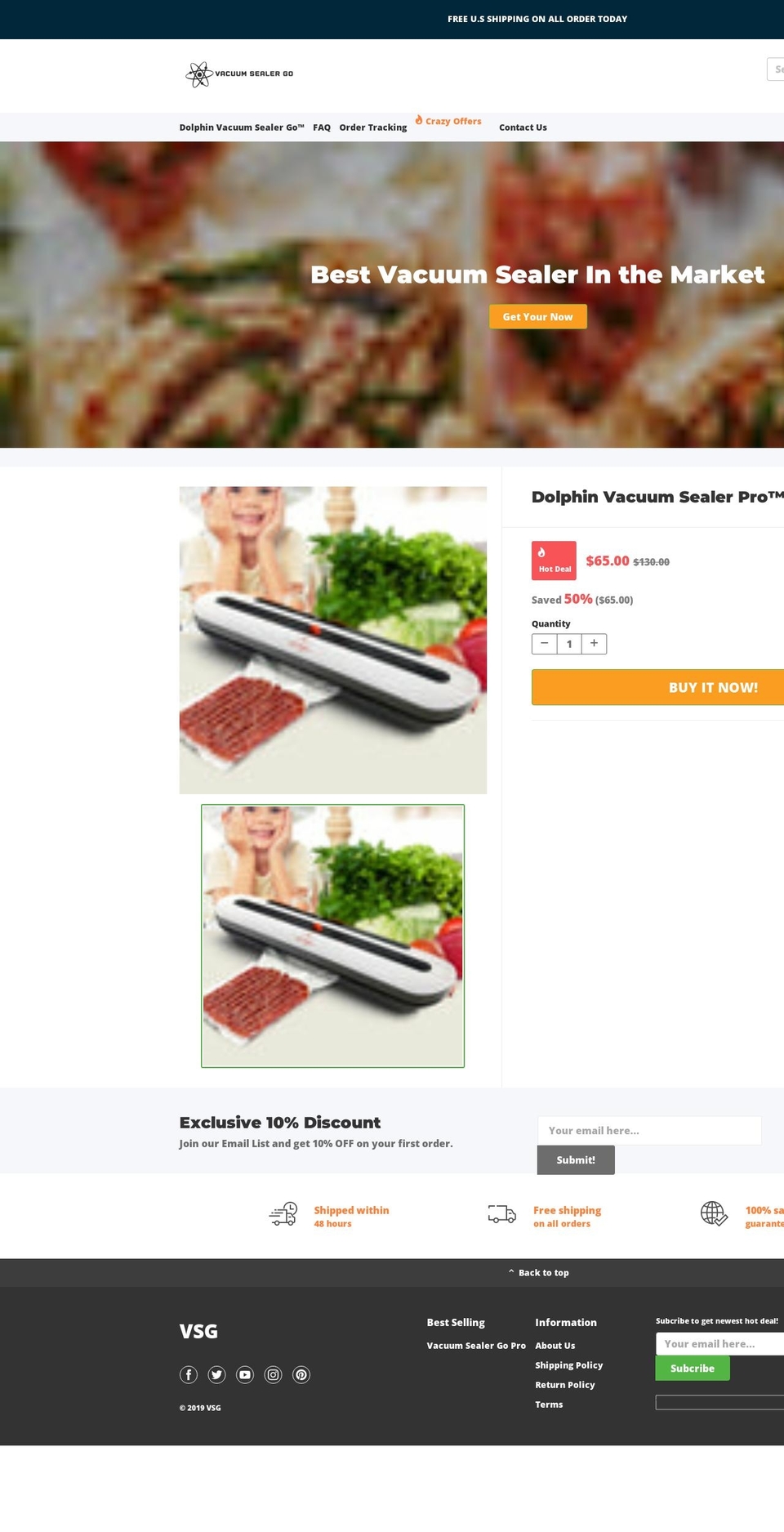 vacuumsealergo.com shopify website screenshot