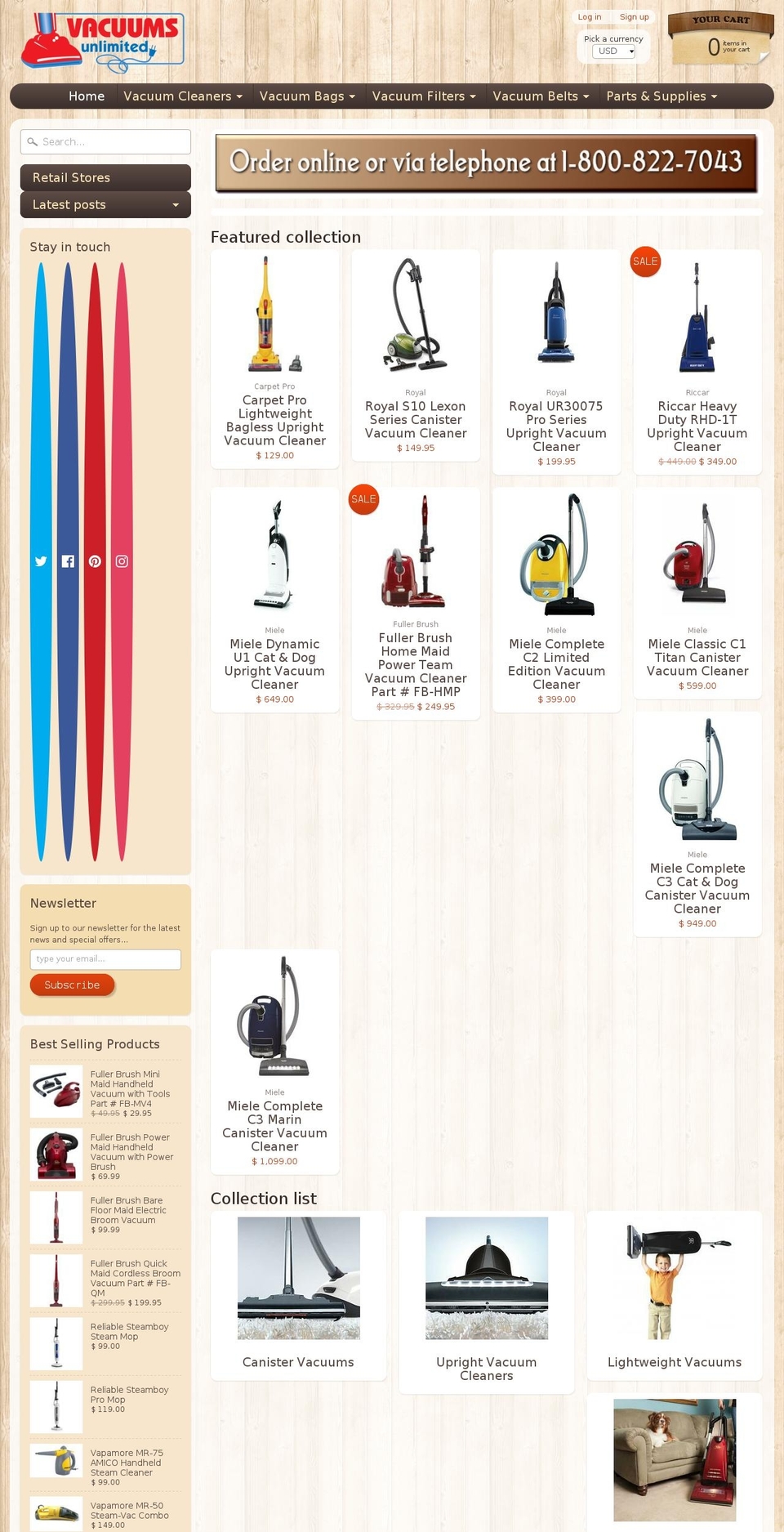 vacuumsplaza.com shopify website screenshot