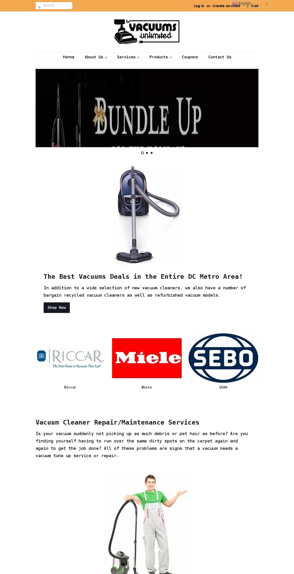 vacuumsunlimitedva.com shopify website screenshot