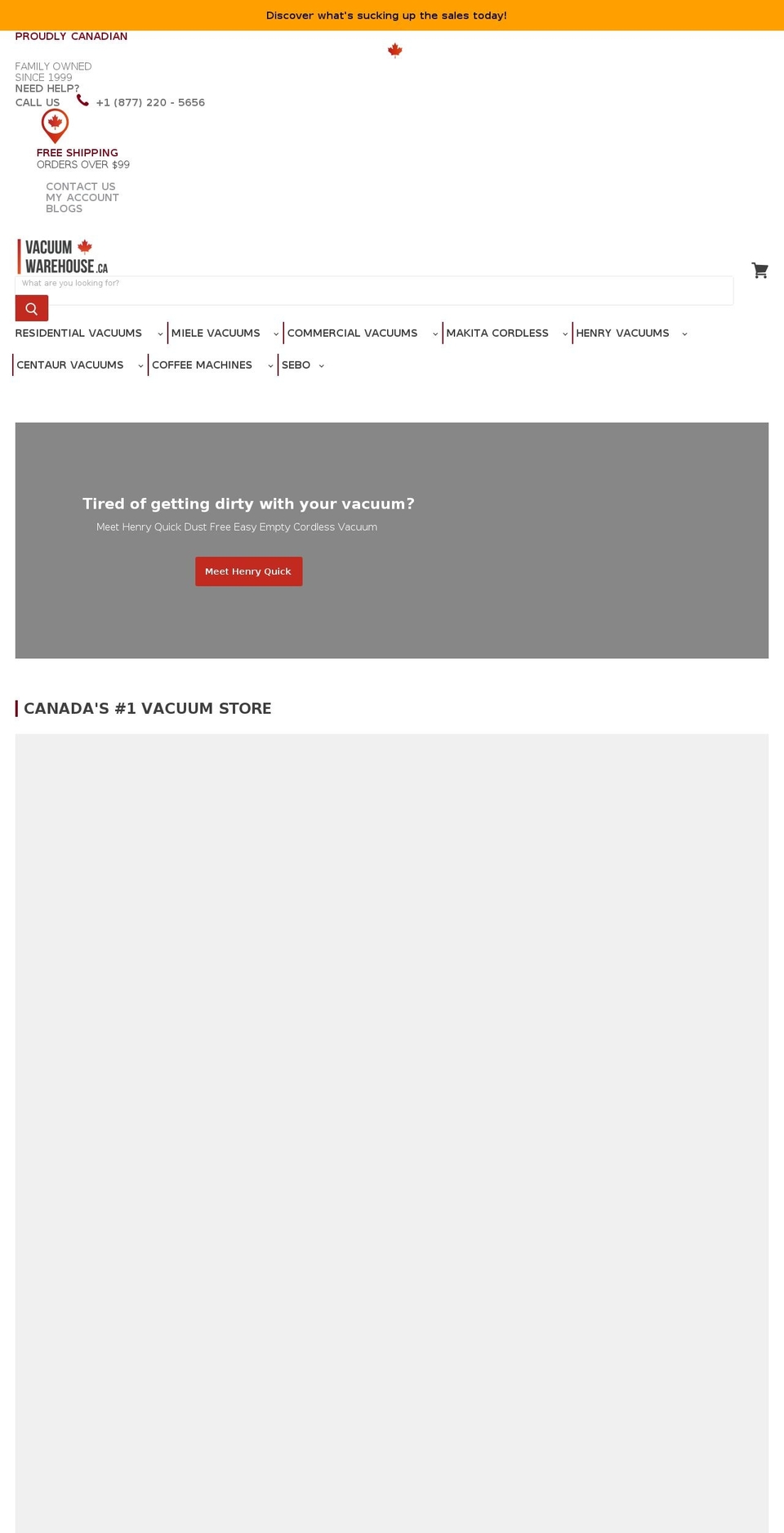 vacuumwarehouse.ca shopify website screenshot