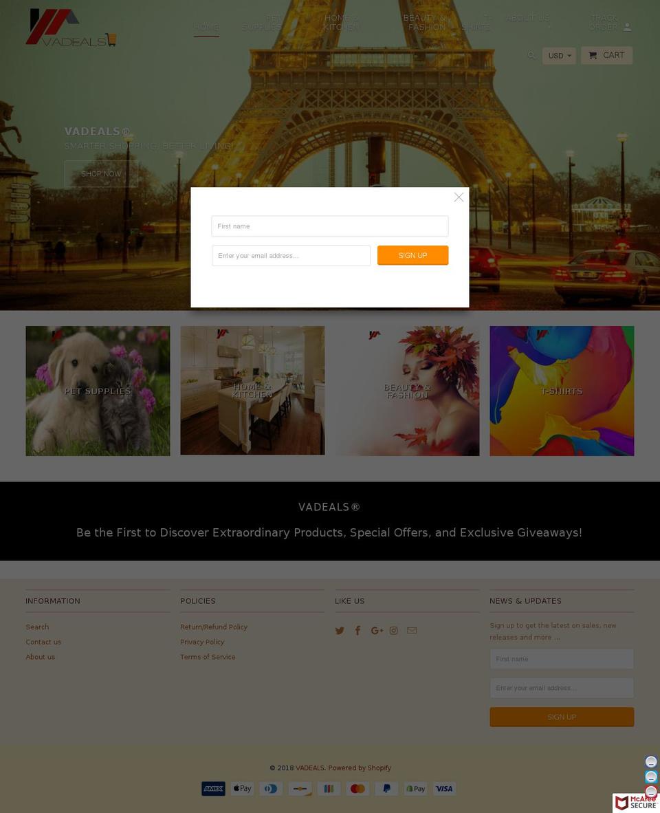 vadeals.com — Shopify storefront screenshot
