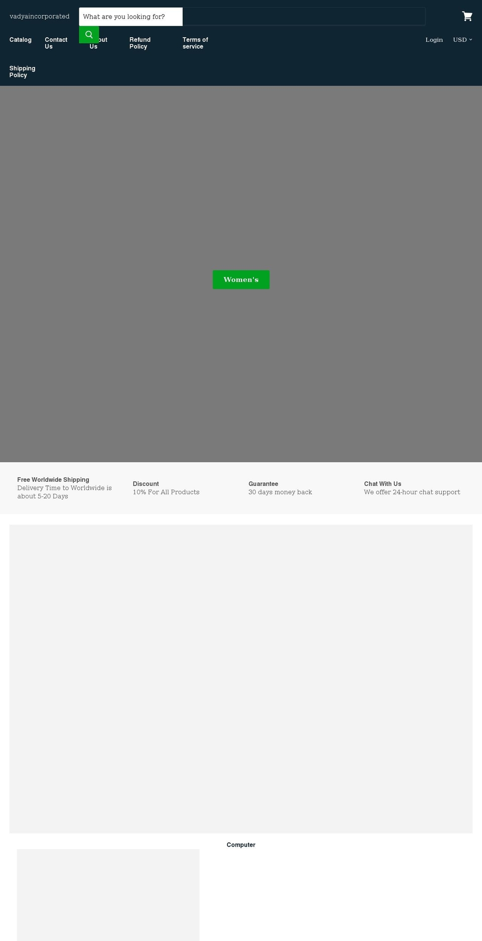 vadyaincorporated.com shopify website screenshot