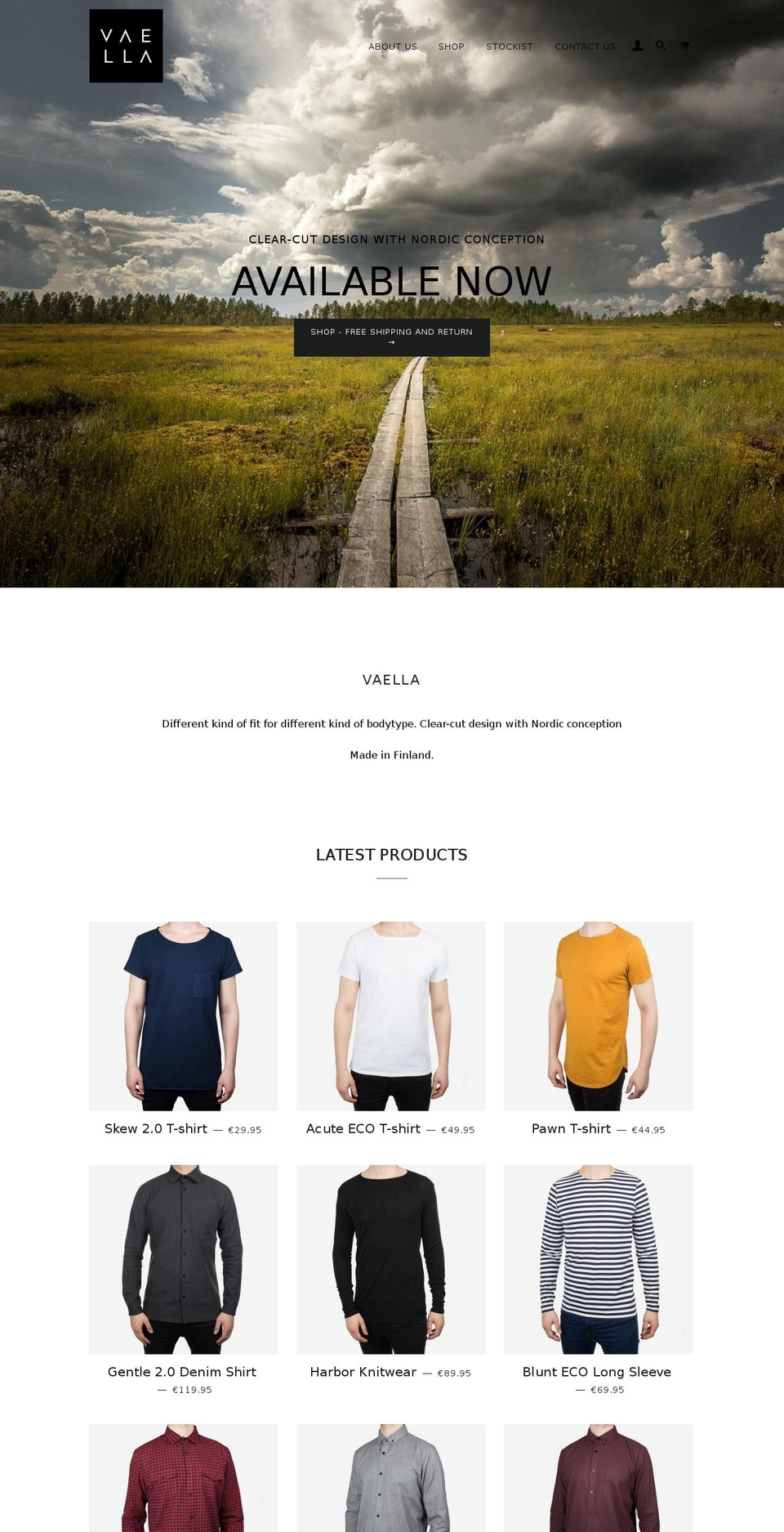 vaellaclothes.com shopify website screenshot