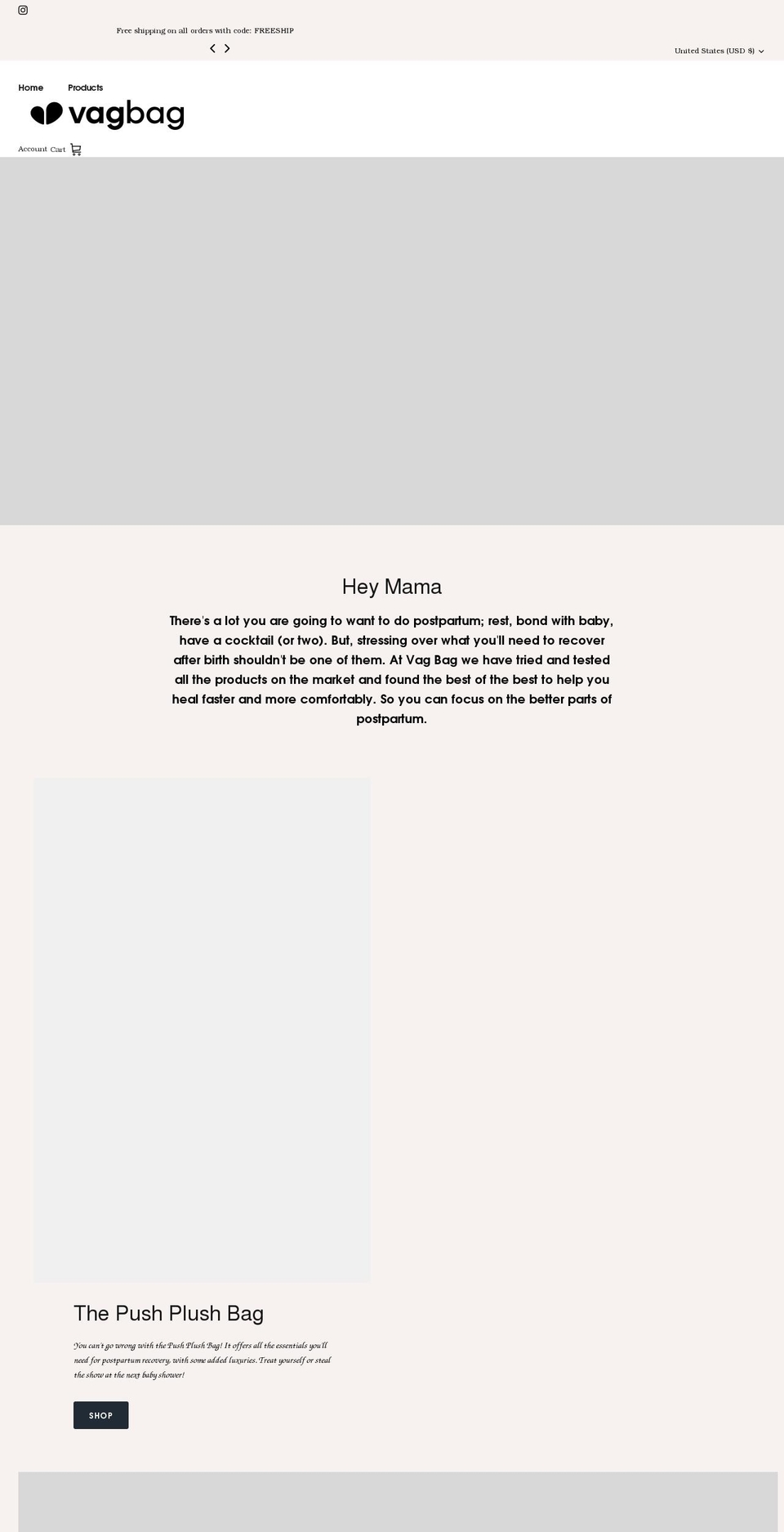 vag-bag.com shopify website screenshot