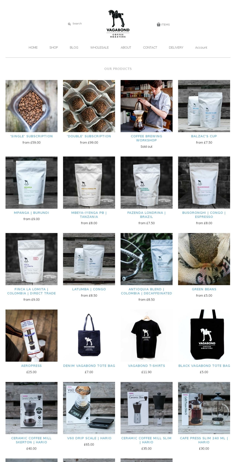 vagabondcoffeeroasters.com shopify website screenshot