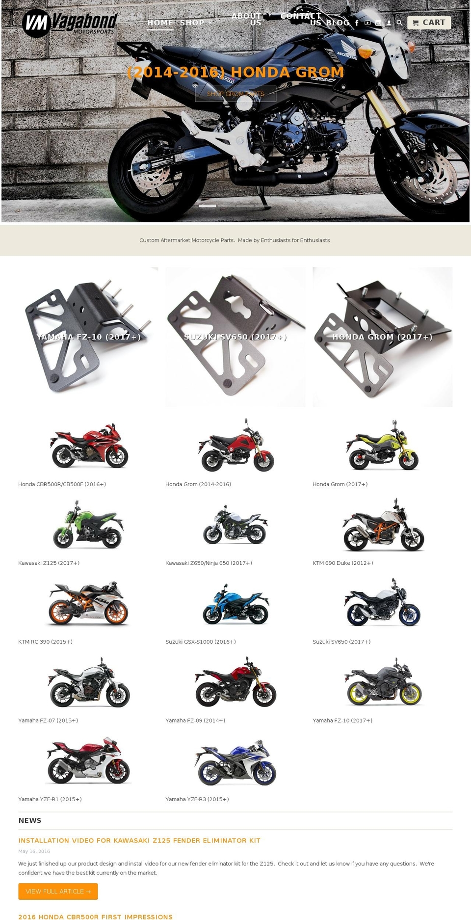 vagabondmotorsports.com shopify website screenshot