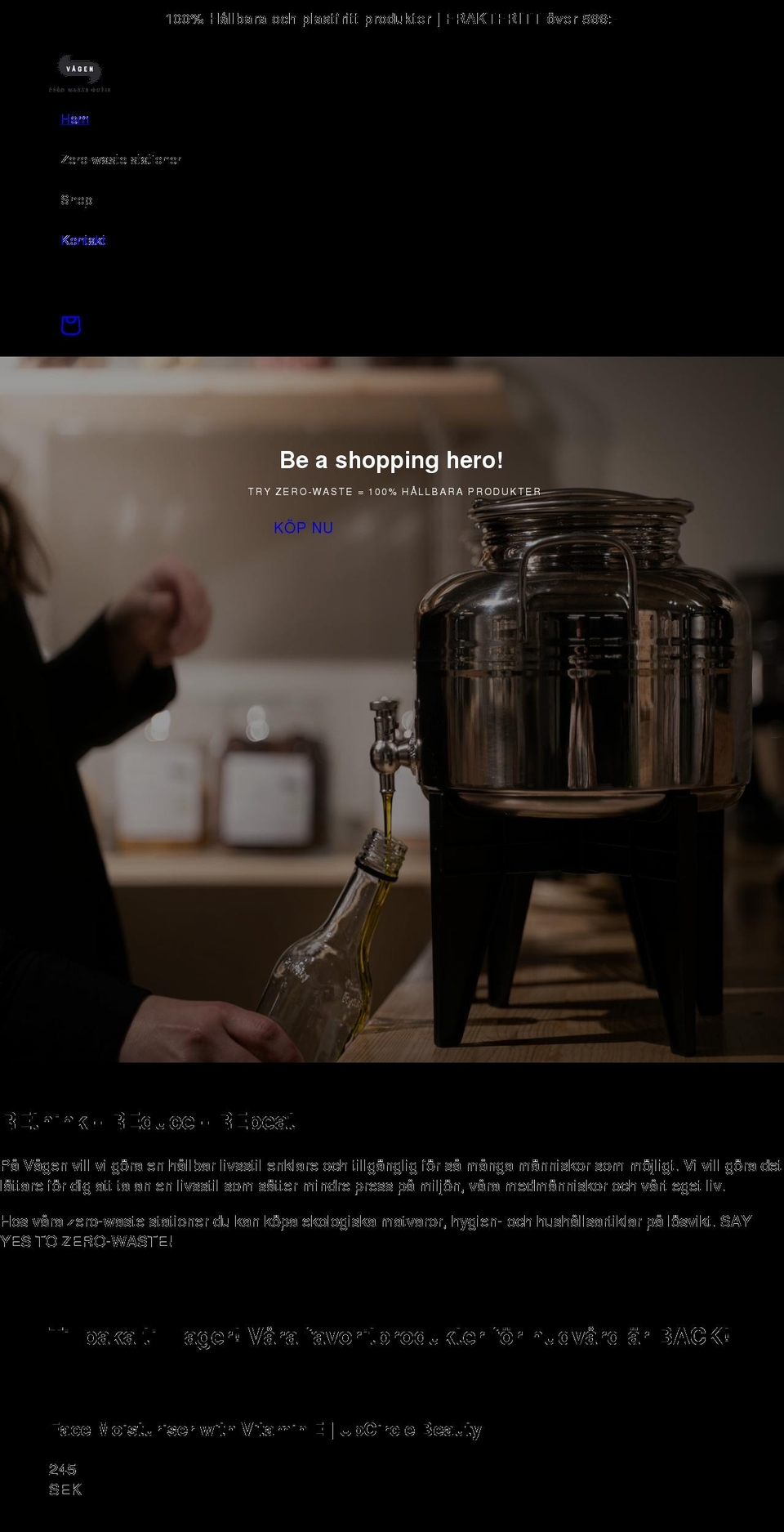 vagenzerowaste.se shopify website screenshot