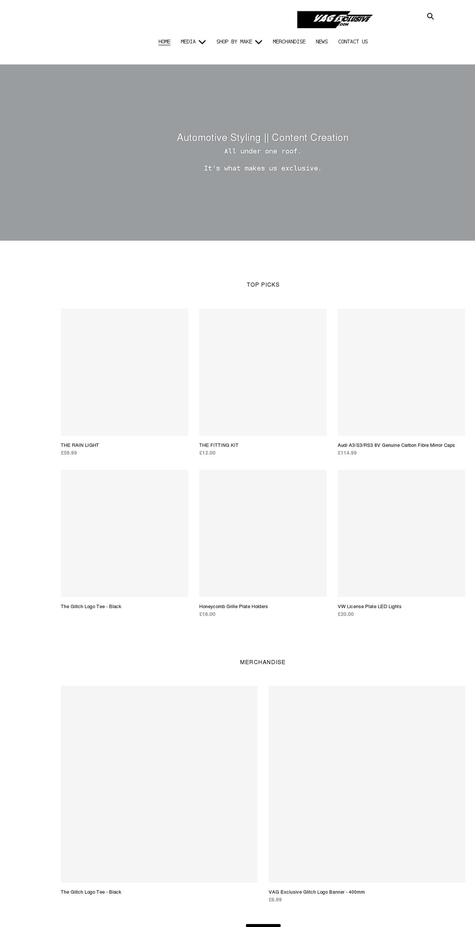 vagexclusive.com shopify website screenshot