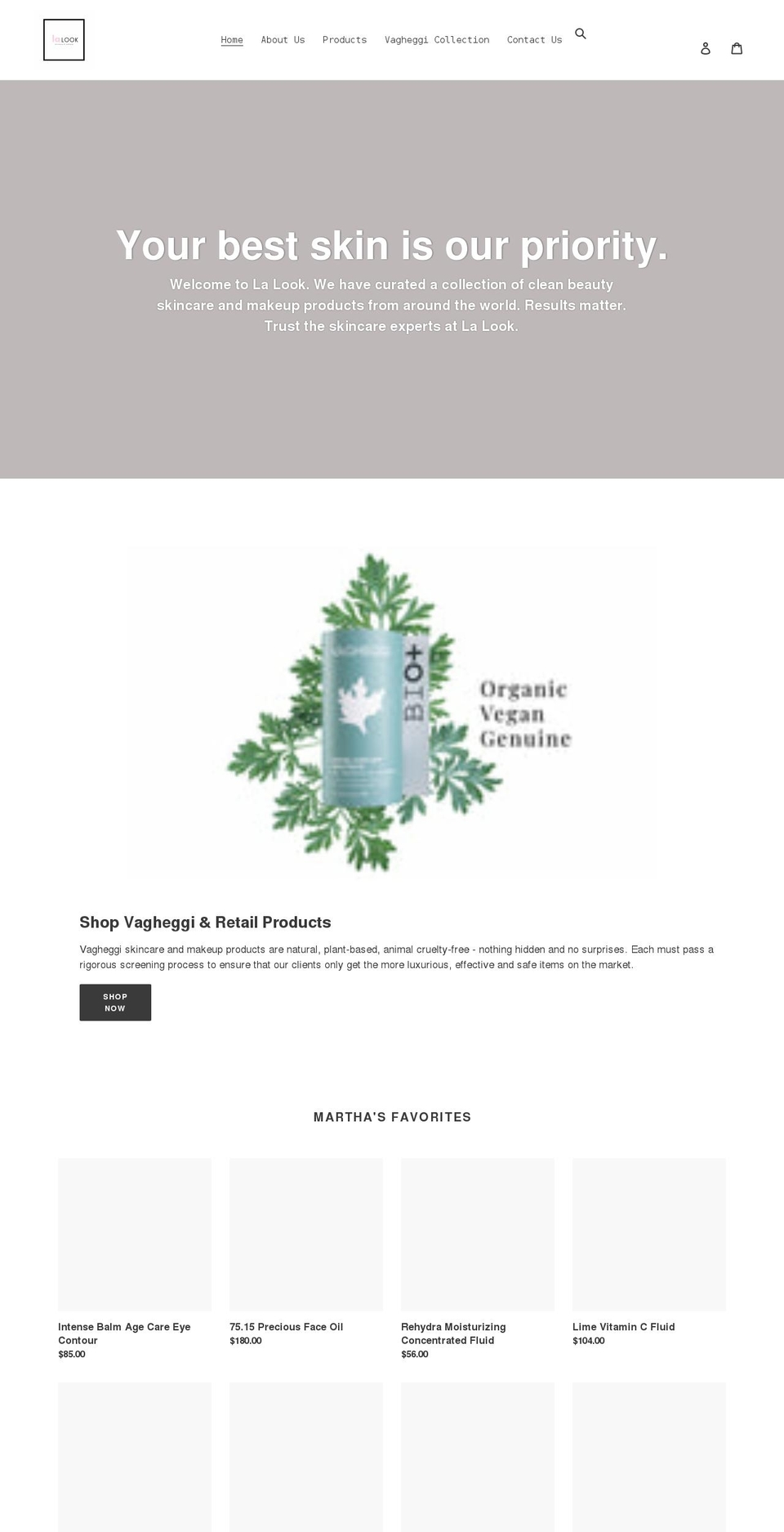 vagheggiskin.com shopify website screenshot