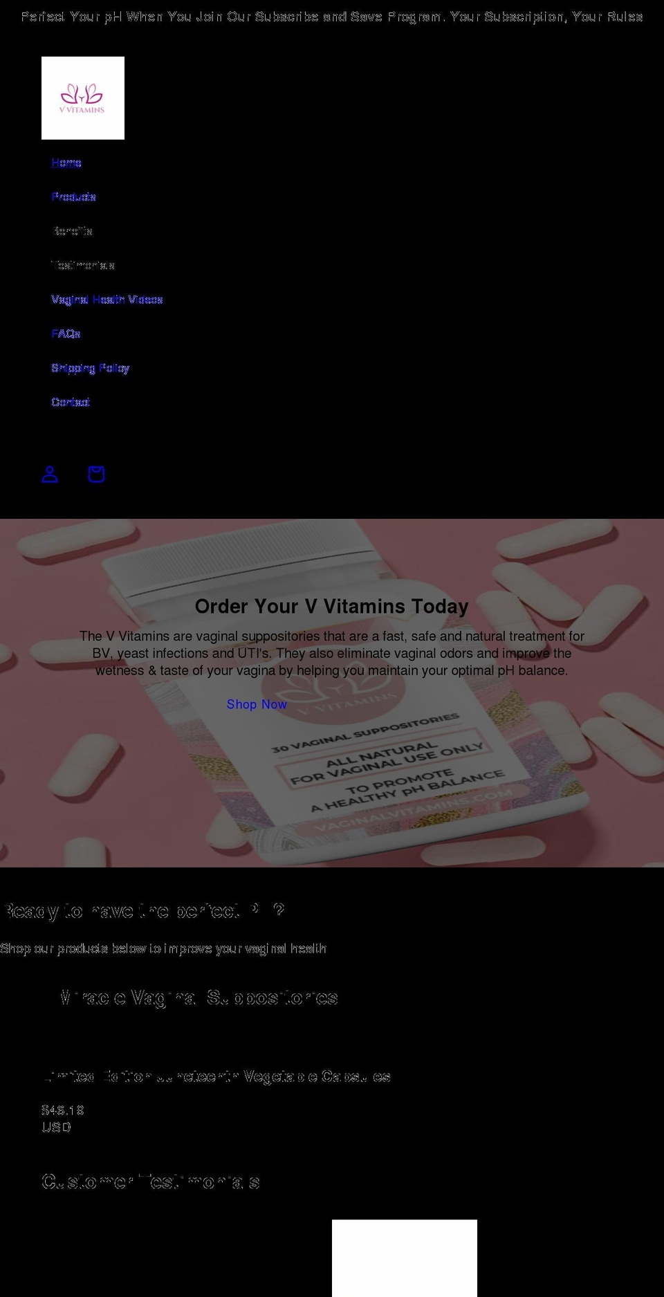 vaginalvitamins.com shopify website screenshot