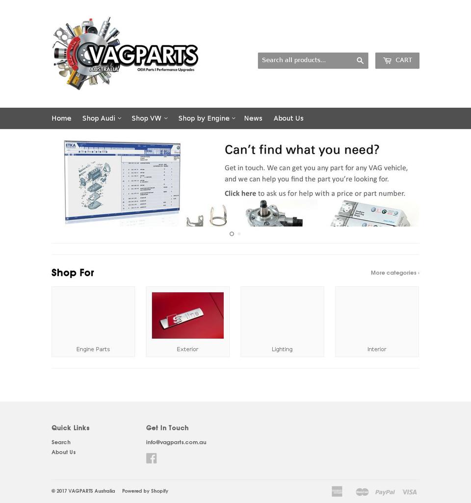 vagparts.com.au shopify website screenshot