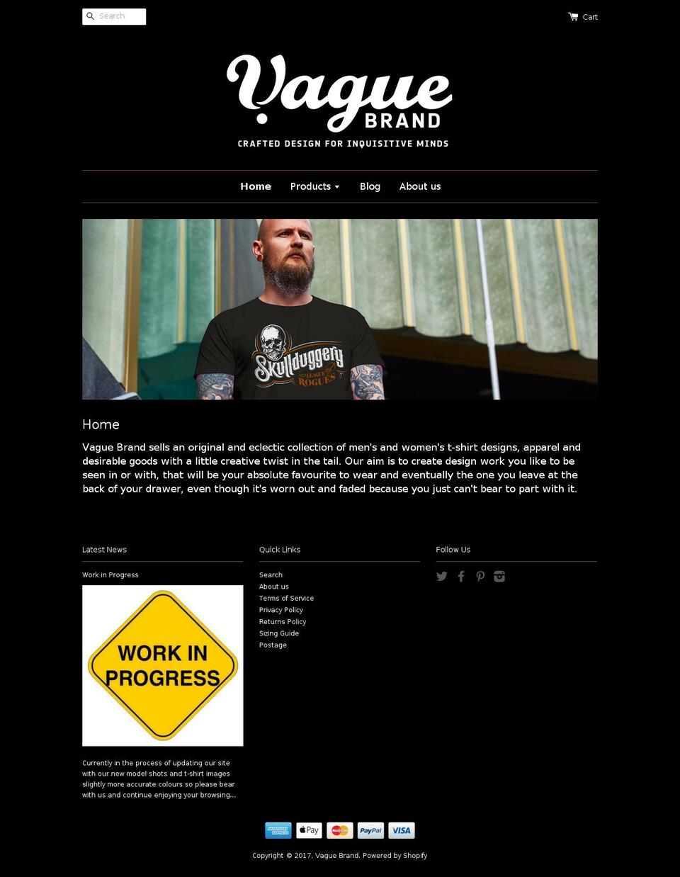 vaguebrand.com shopify website screenshot