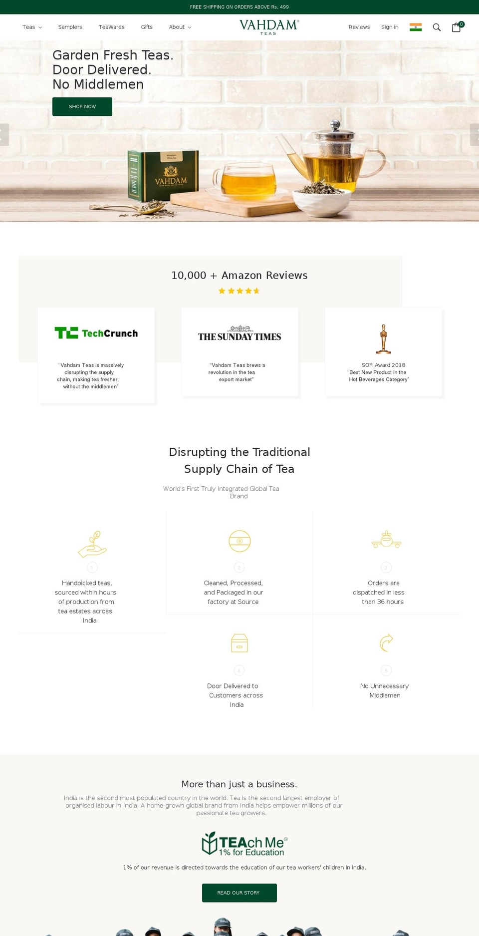 vahdamindia.myshopify.com shopify website screenshot