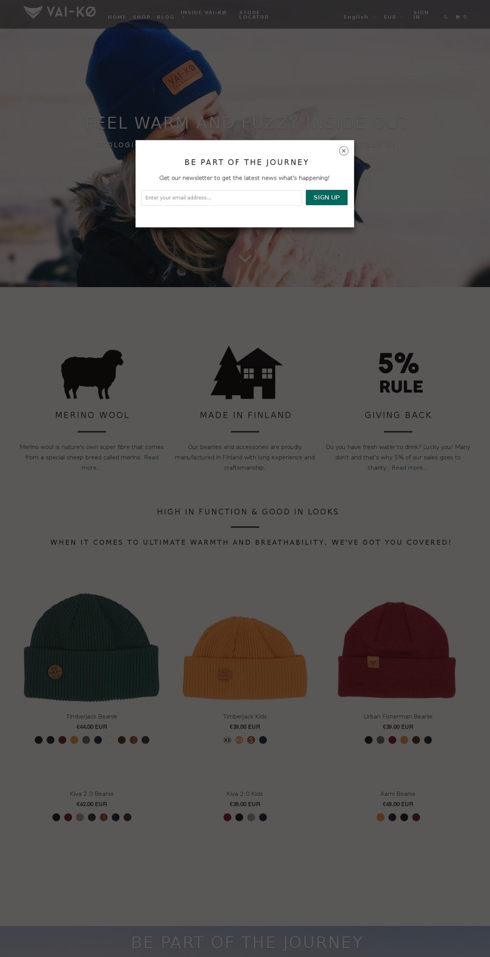 Tailor Shopify theme site example vai-ko.com