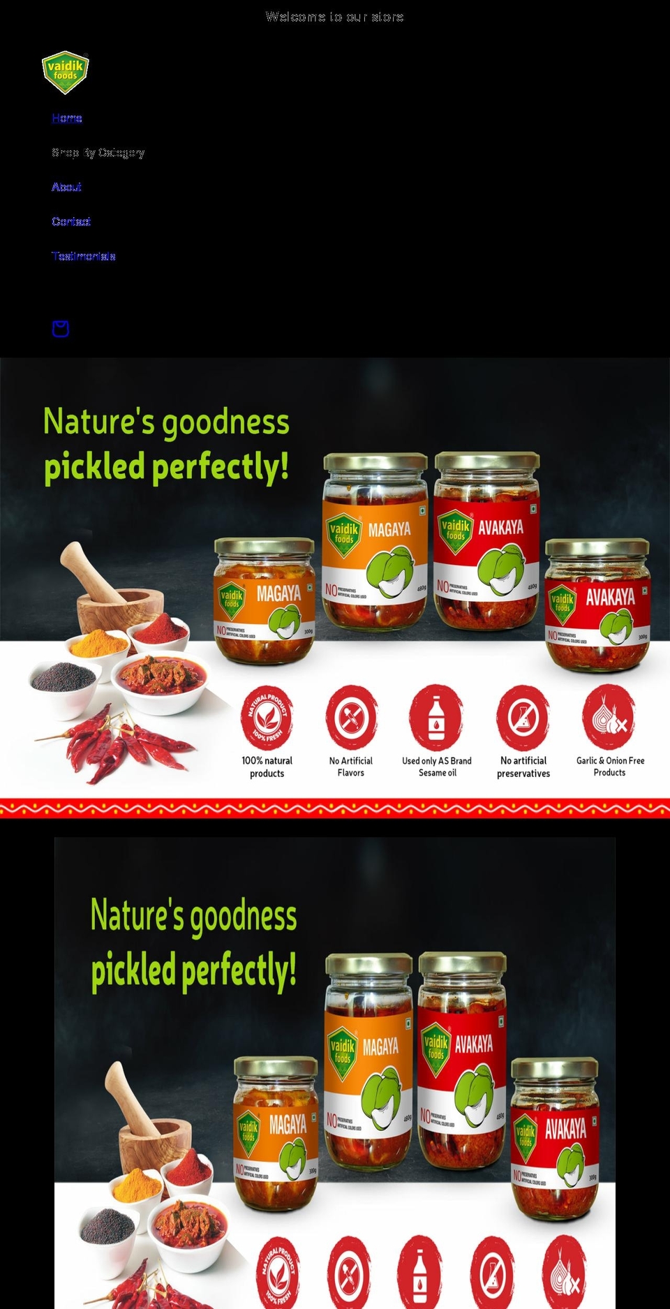 vaidikfoods.com shopify website screenshot