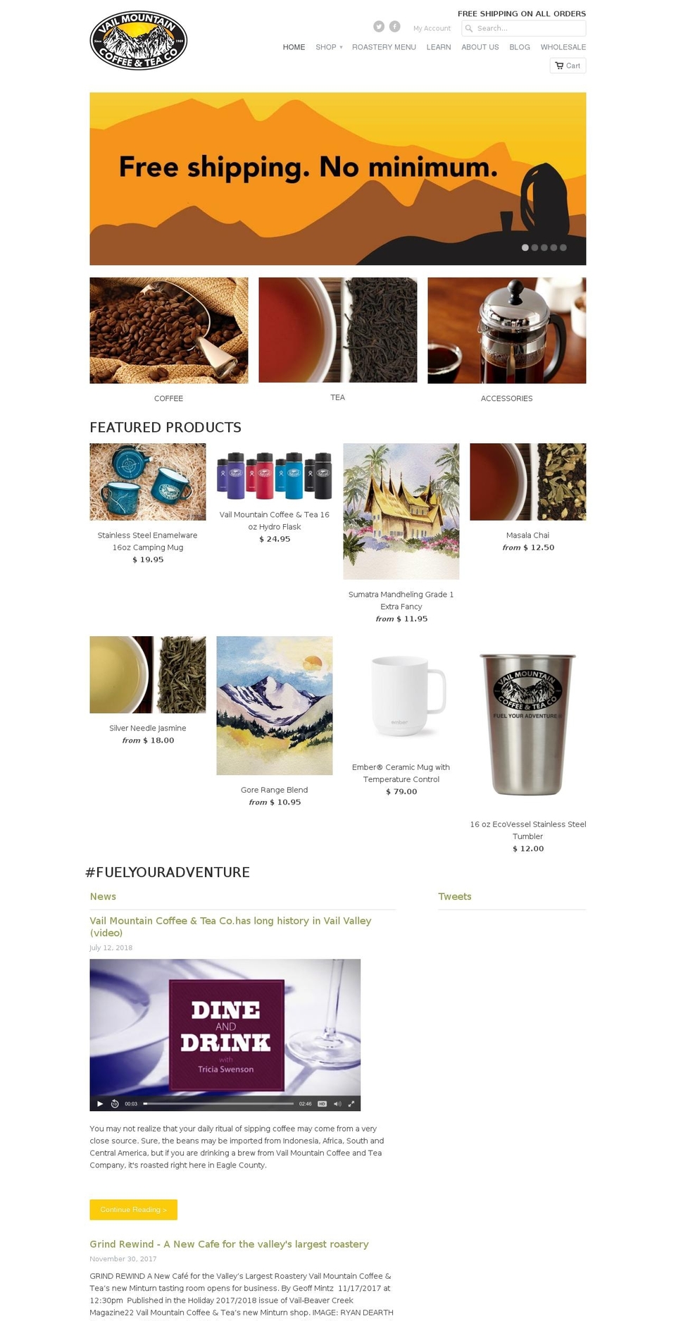 vail.coffee shopify website screenshot