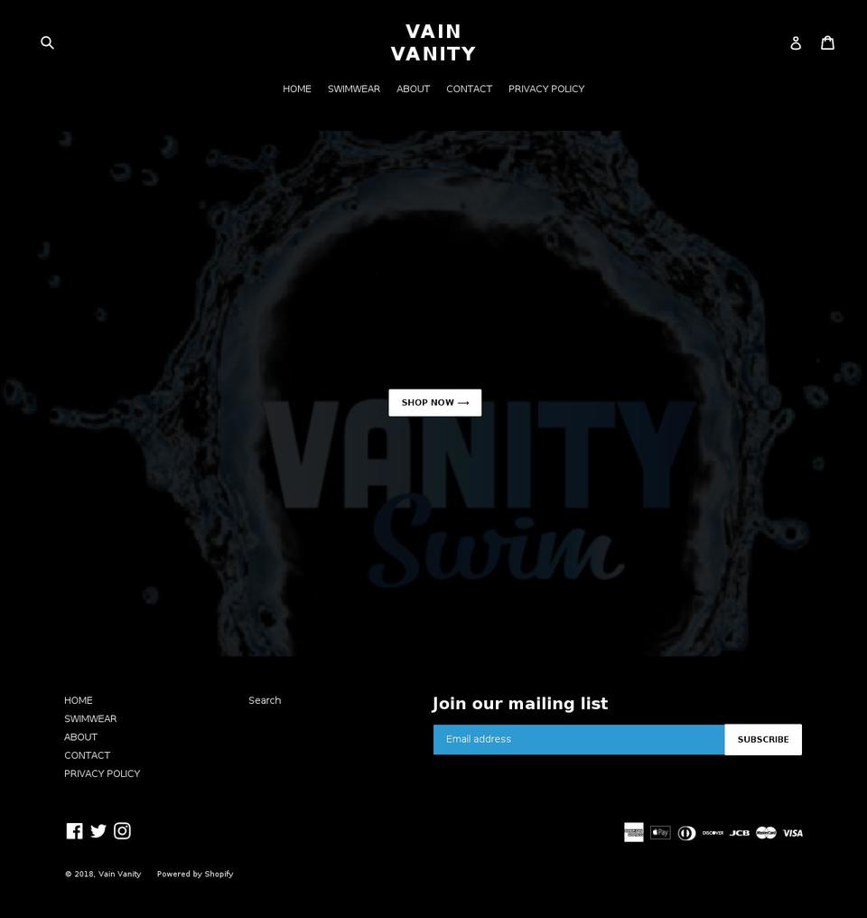 vain-vanity.com — Shopify storefront screenshot