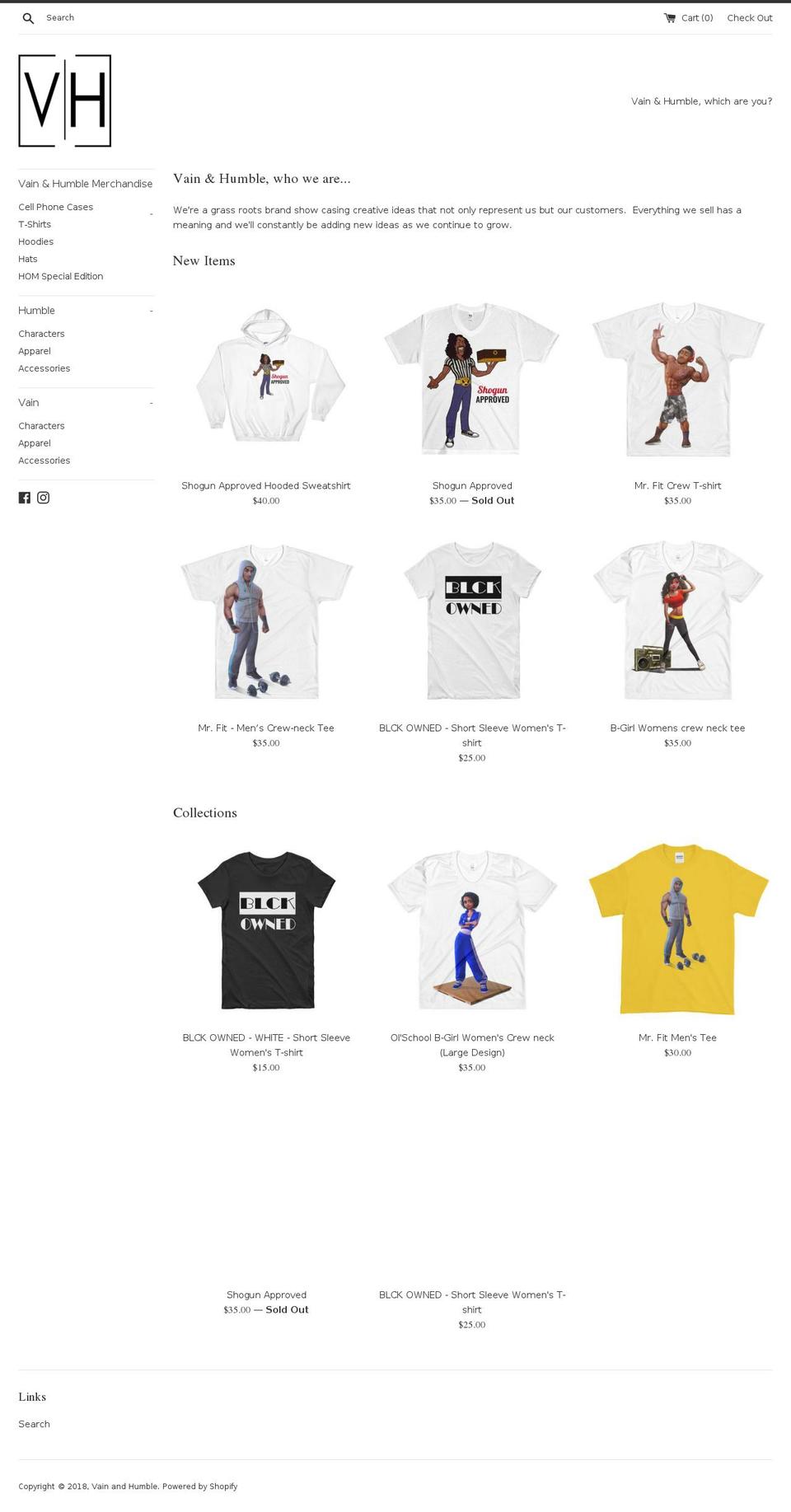 vainandhumble.com — Shopify storefront screenshot