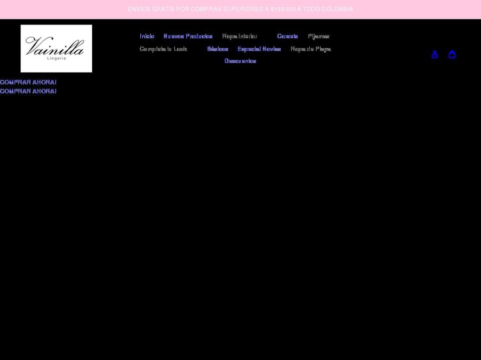 vainillalingerie.com shopify website screenshot