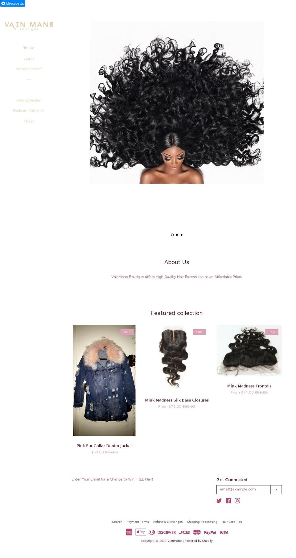 vainmane.com shopify website screenshot