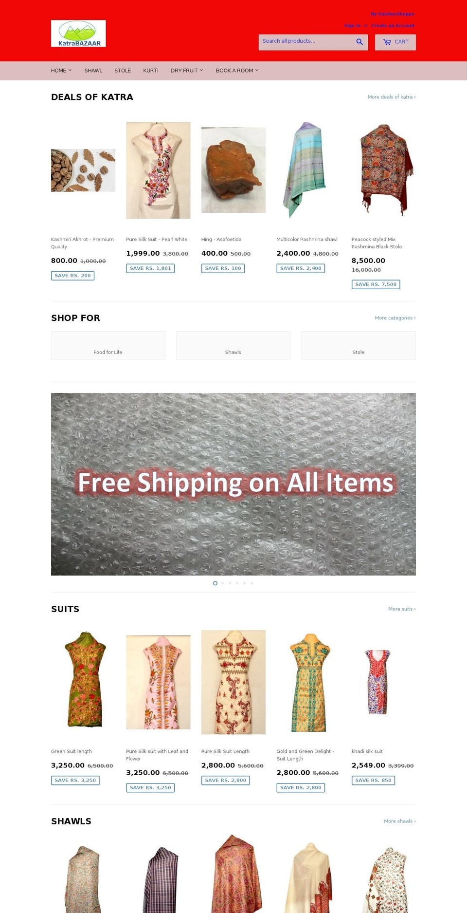 vaishnoshoppe.com shopify website screenshot